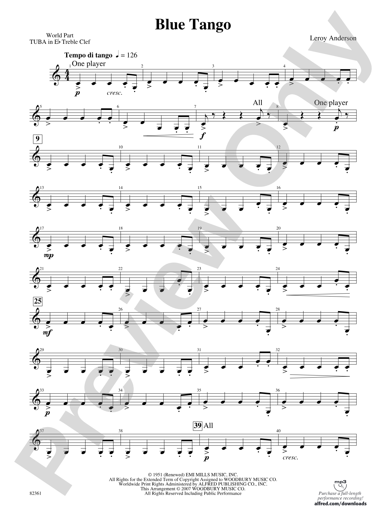 Blue Tango: (wp) E-flat Tuba T.C.