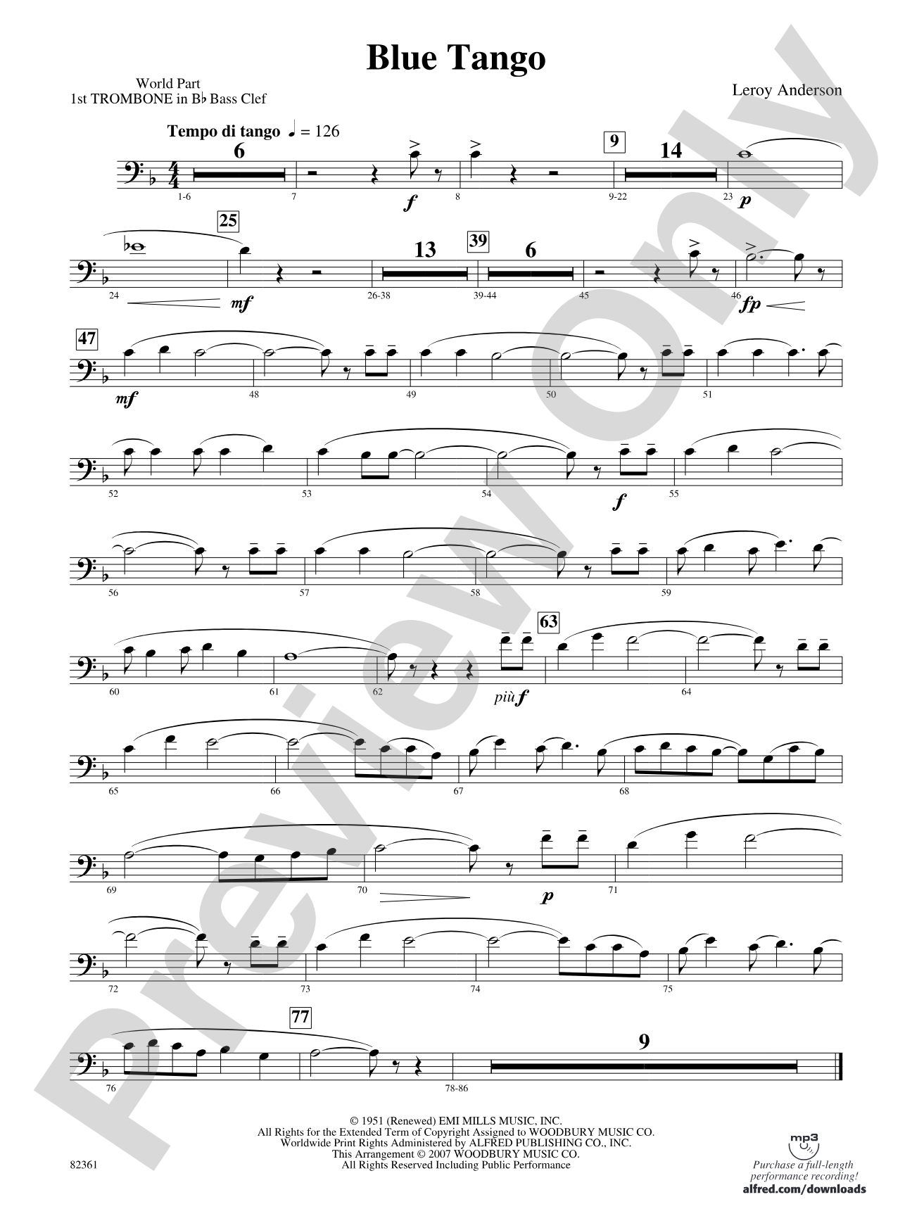 Blue Tango: (wp) 1st B-flat Trombone B.C.