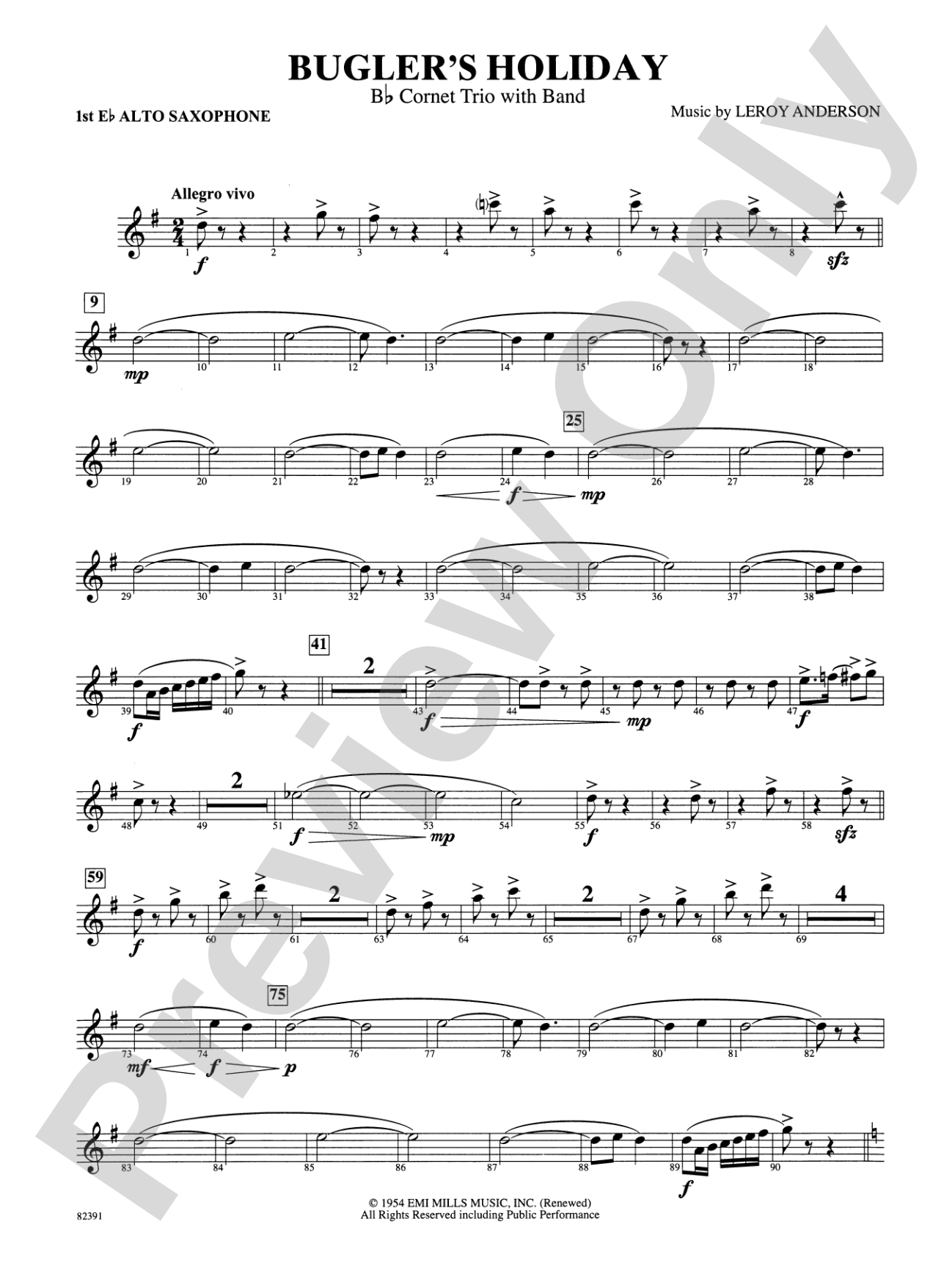 Bugler's Holiday (with Cornet Trio): E-flat Alto Saxophone