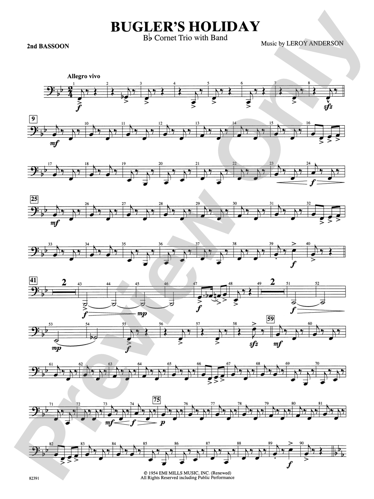 Bugler's Holiday (with Cornet Trio): 2nd Bassoon