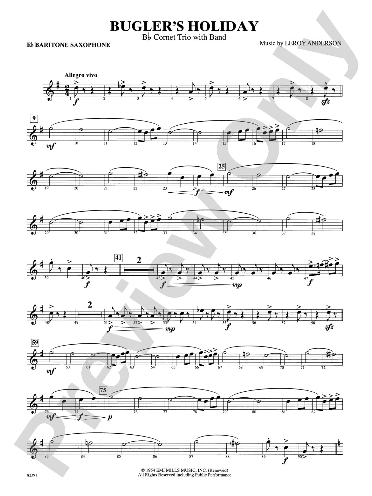 Bugler's Holiday (with Cornet Trio): E-flat Baritone Saxophone