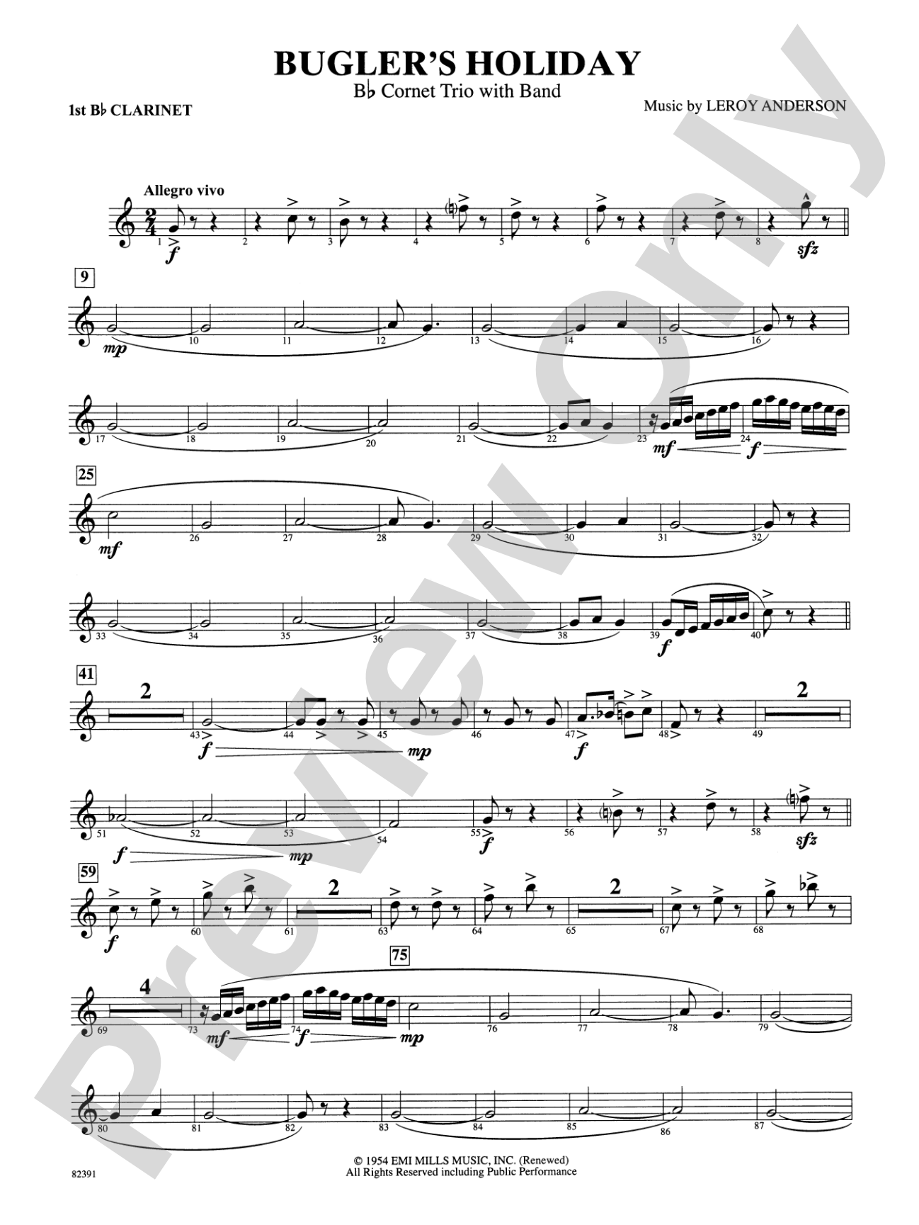 Bugler's Holiday (with Cornet Trio): 1st B-flat Clarinet