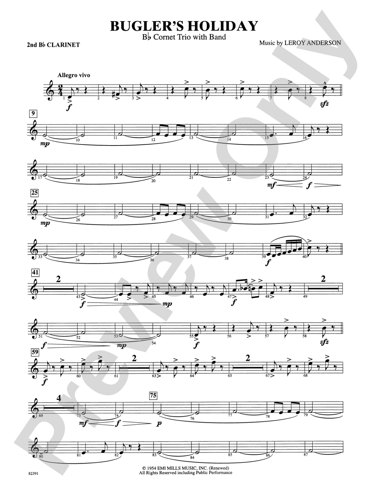 Bugler's Holiday (with Cornet Trio): 2nd B-flat Clarinet