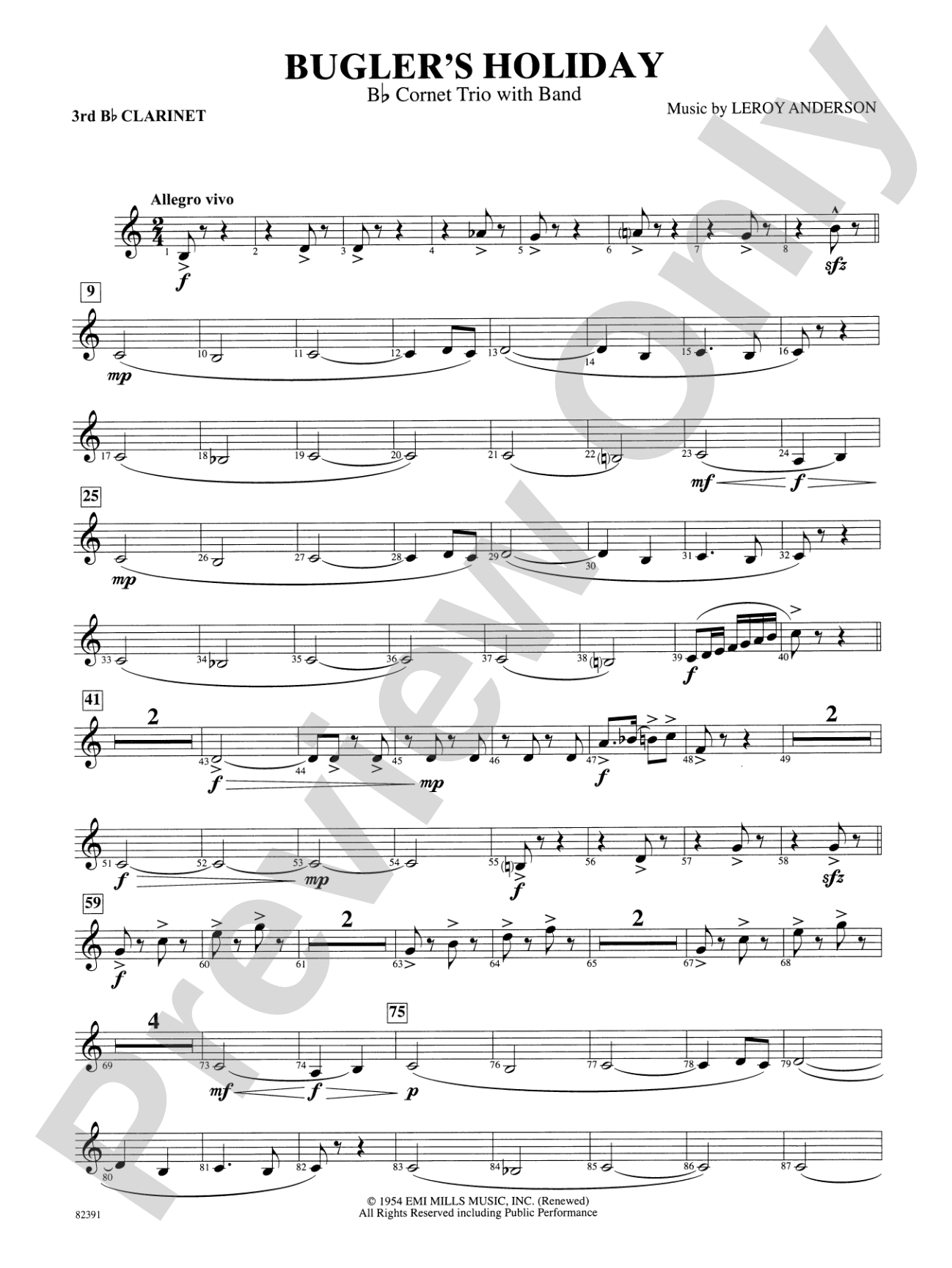 Bugler's Holiday (with Cornet Trio): 3rd B-flat Clarinet