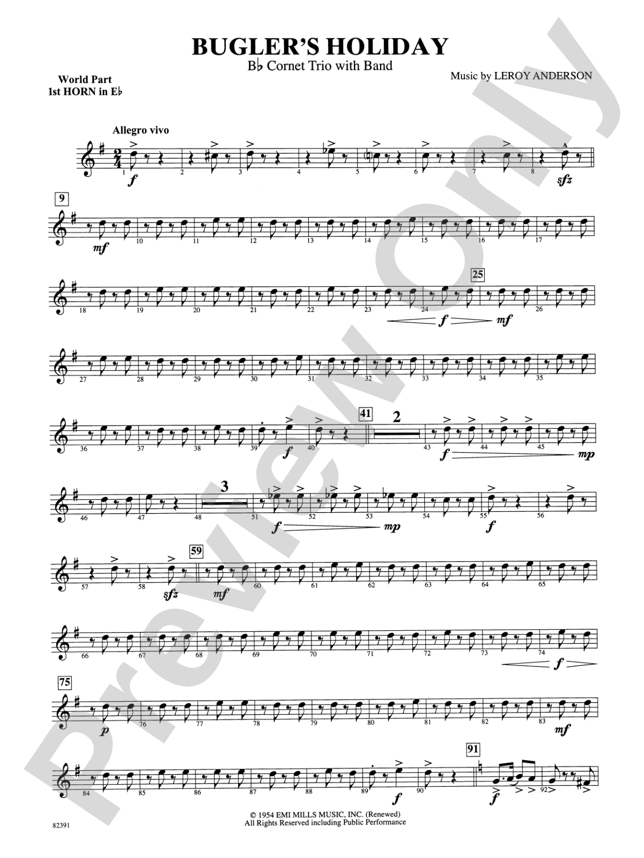 Bugler's Holiday (with Cornet Trio): WP 1st Horn in E-flat