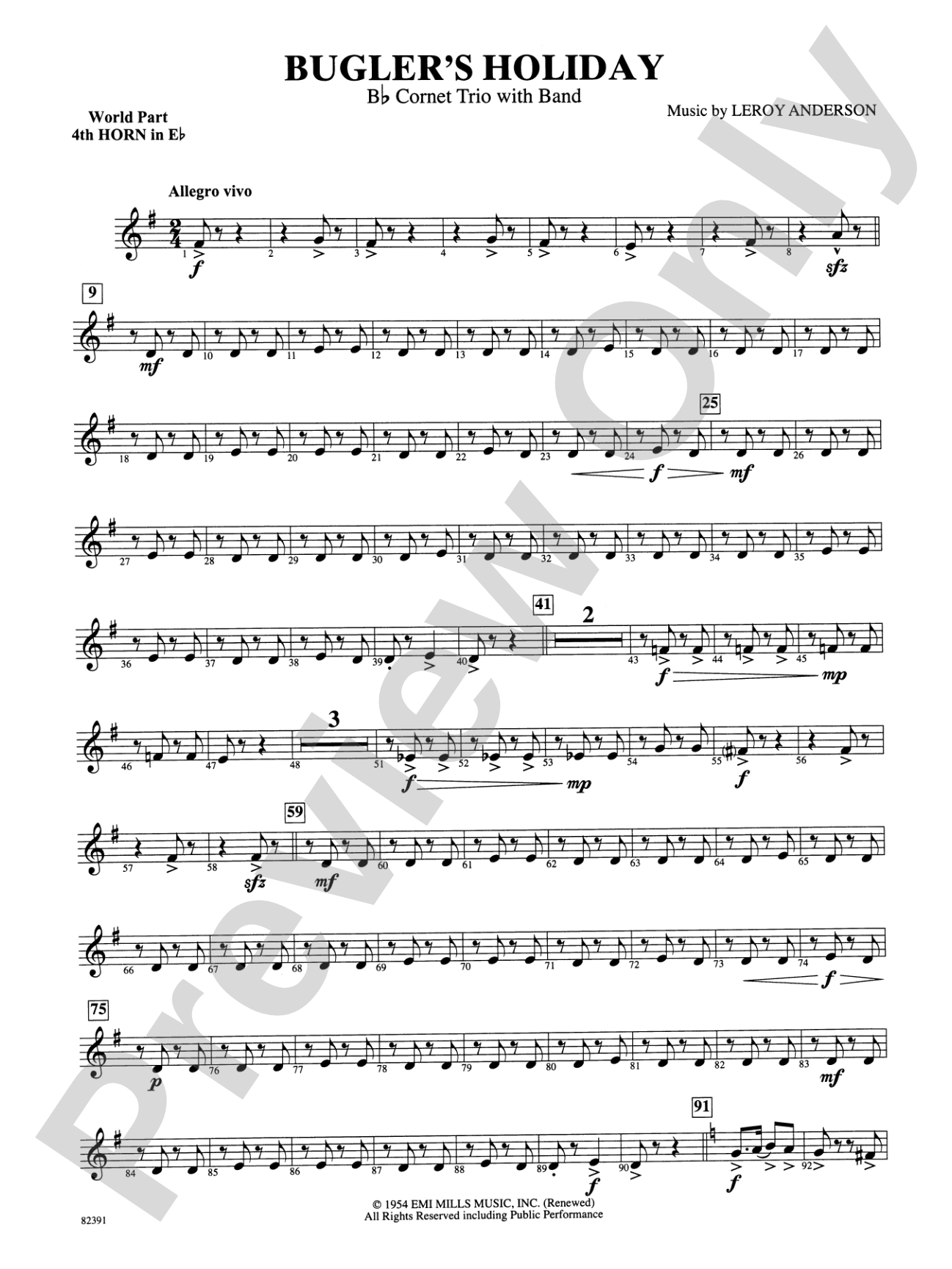 Bugler's Holiday (with Cornet Trio): WP 4th Horn in E-flat