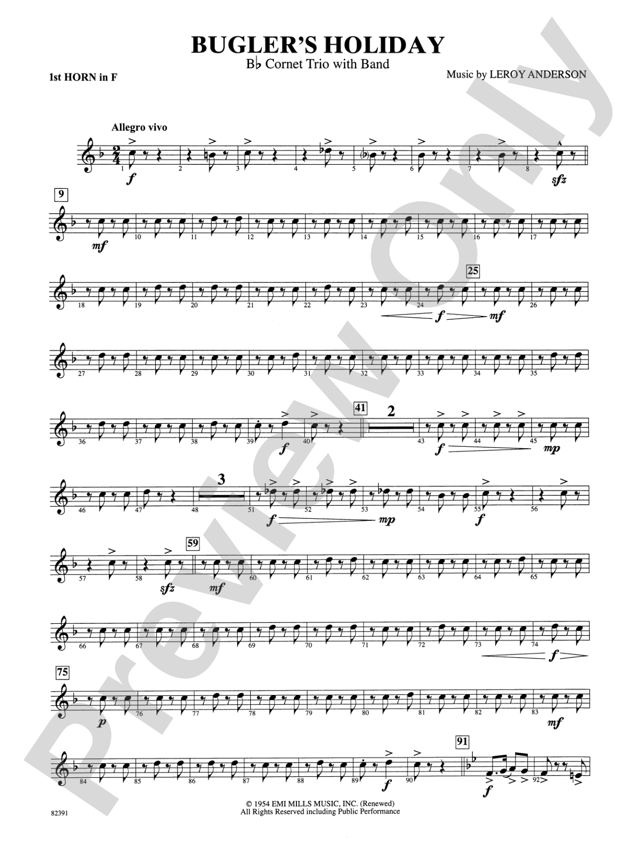Bugler's Holiday (with Cornet Trio): 1st F Horn