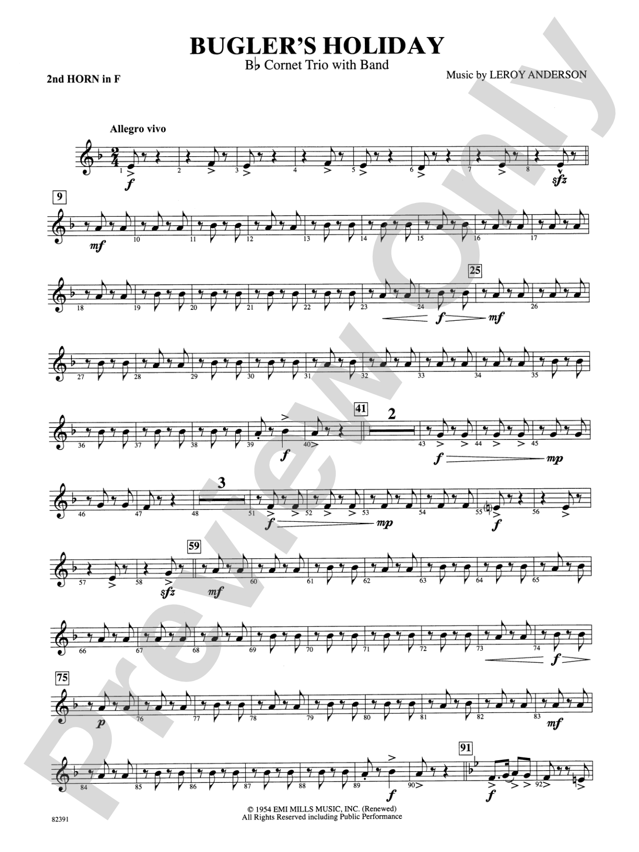 Bugler's Holiday (with Cornet Trio): 2nd F Horn