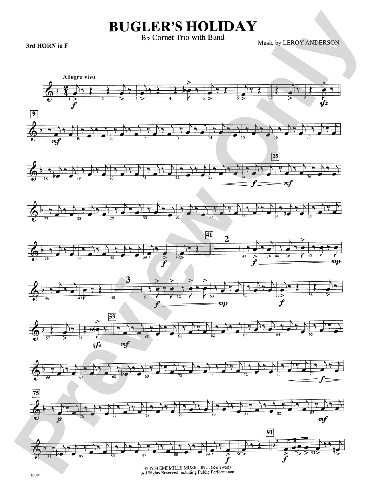 Bugler's Holiday (with Cornet Trio): 3rd F Horn