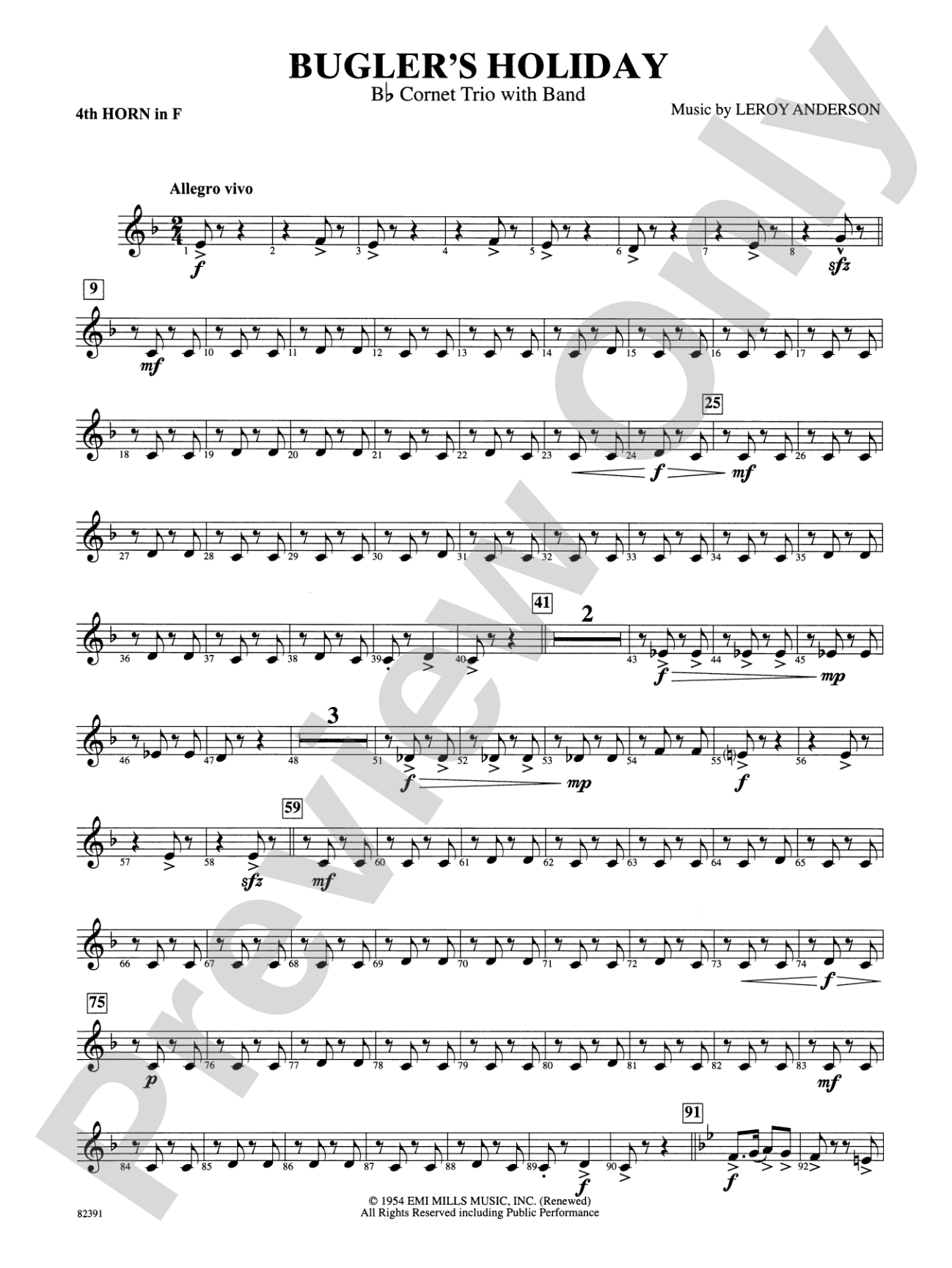 Bugler's Holiday (with Cornet Trio): 4th F Horn