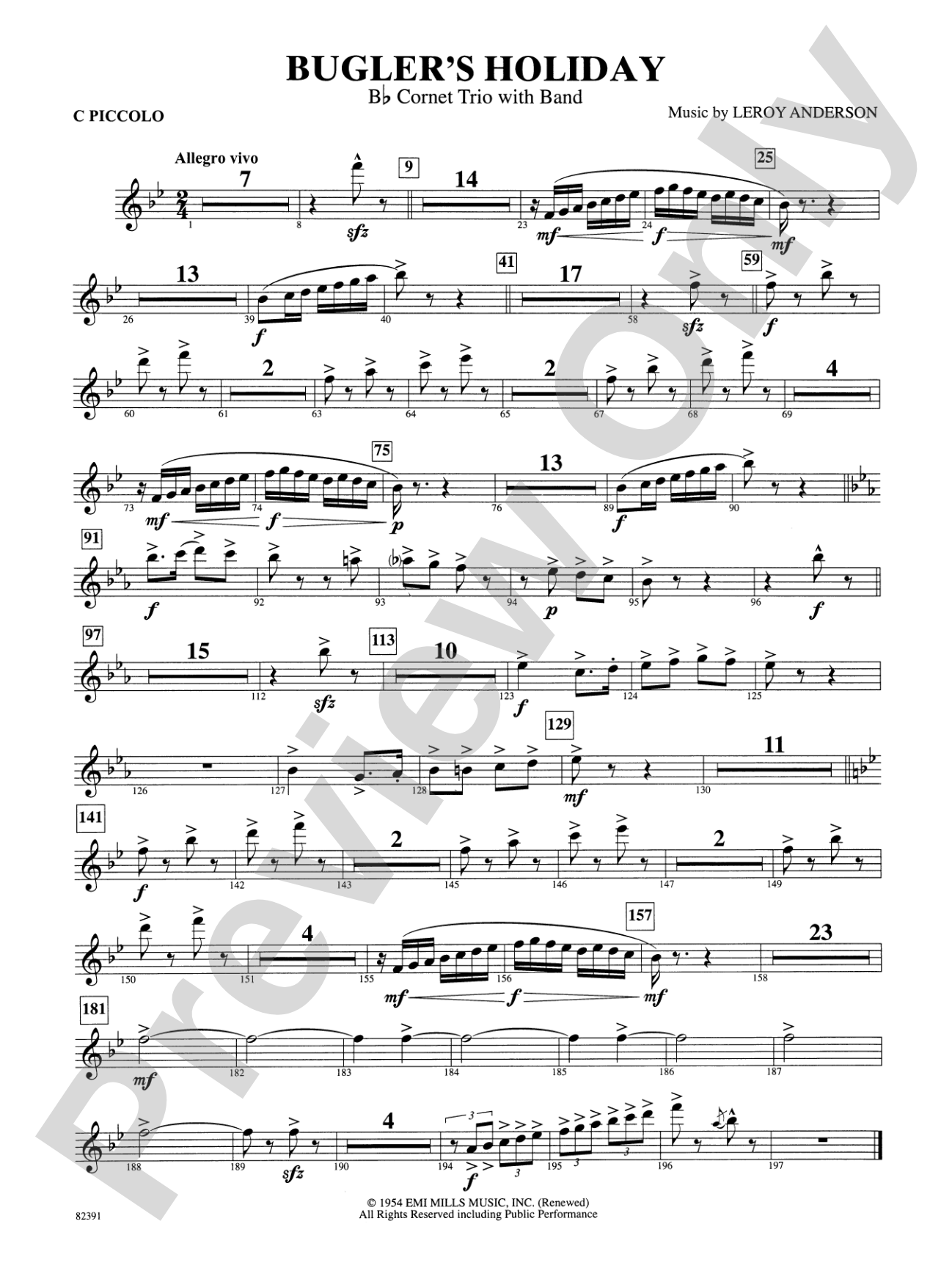 Bugler's Holiday (with Cornet Trio): Piccolo