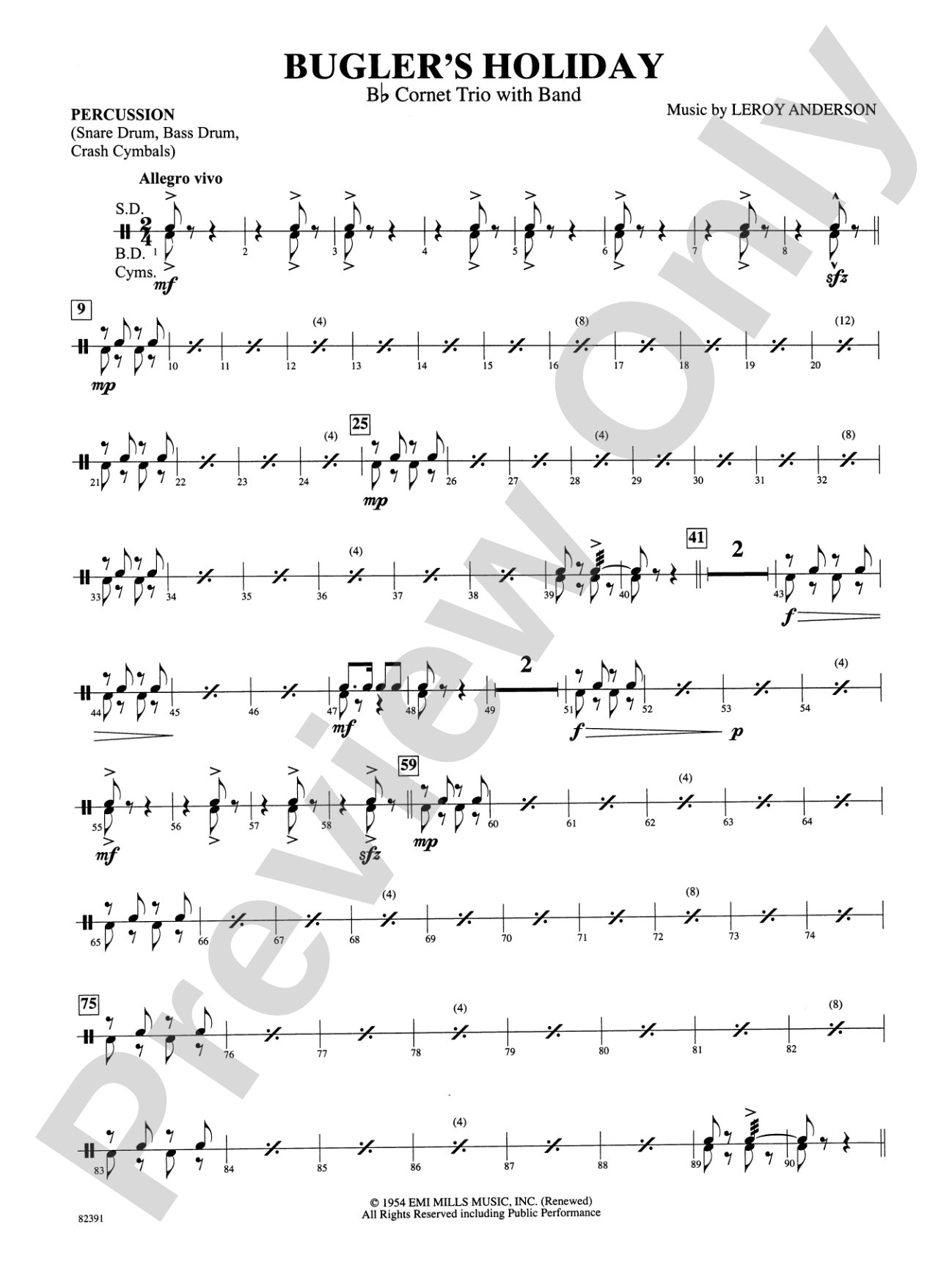 Bugler's Holiday (with Cornet Trio): 1st Percussion