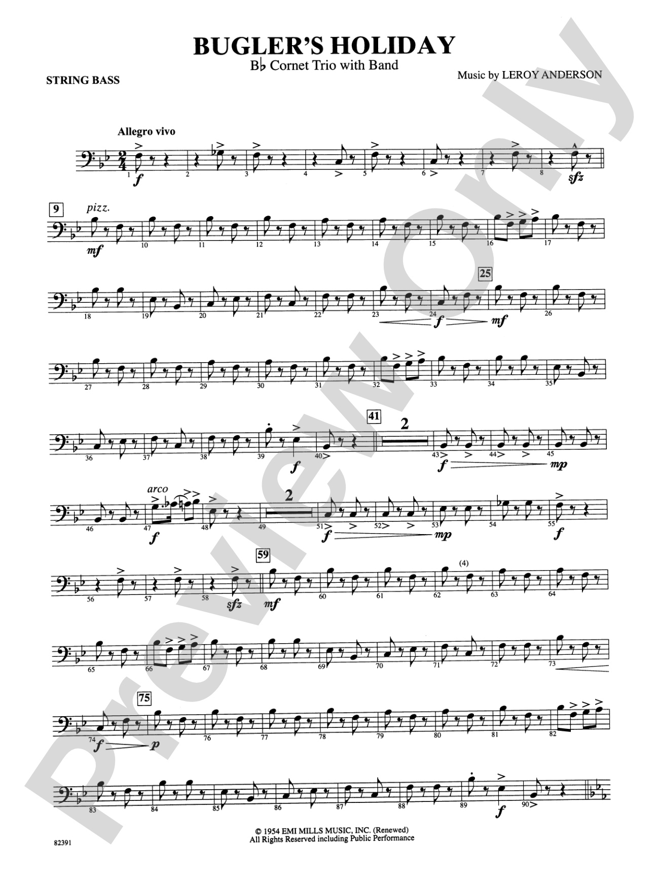 Bugler's Holiday (with Cornet Trio): String Bass
