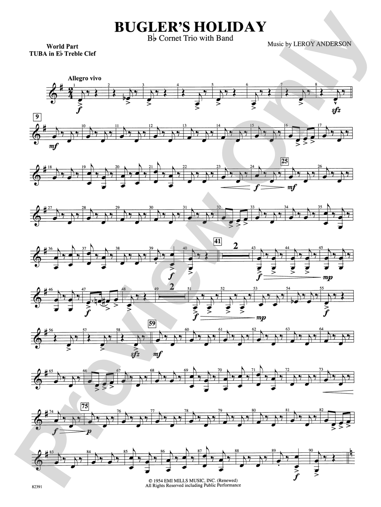 Bugler's Holiday (with Cornet Trio): WP E-flat Tuba T.C.