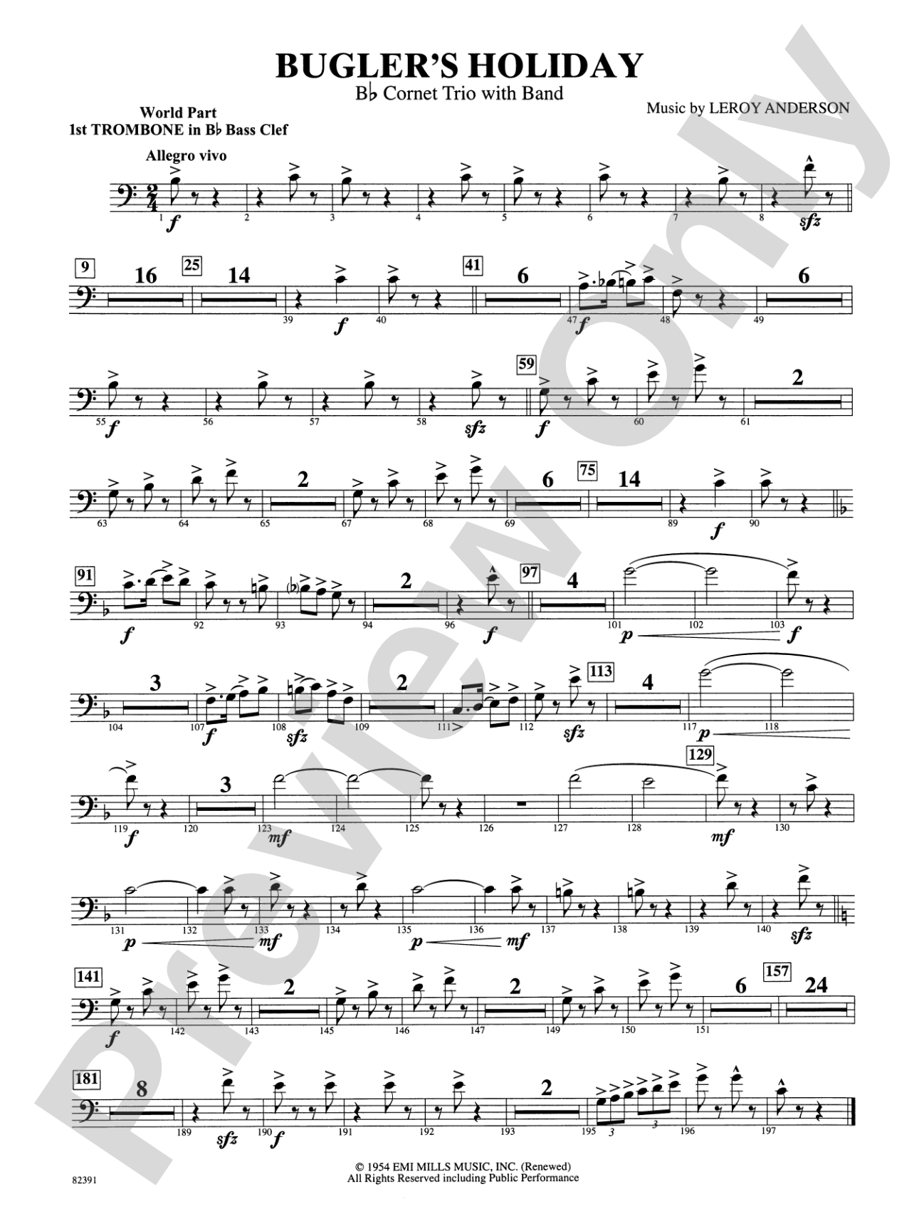 Bugler's Holiday (with Cornet Trio): WP 1st B-flat Trombone B.C.