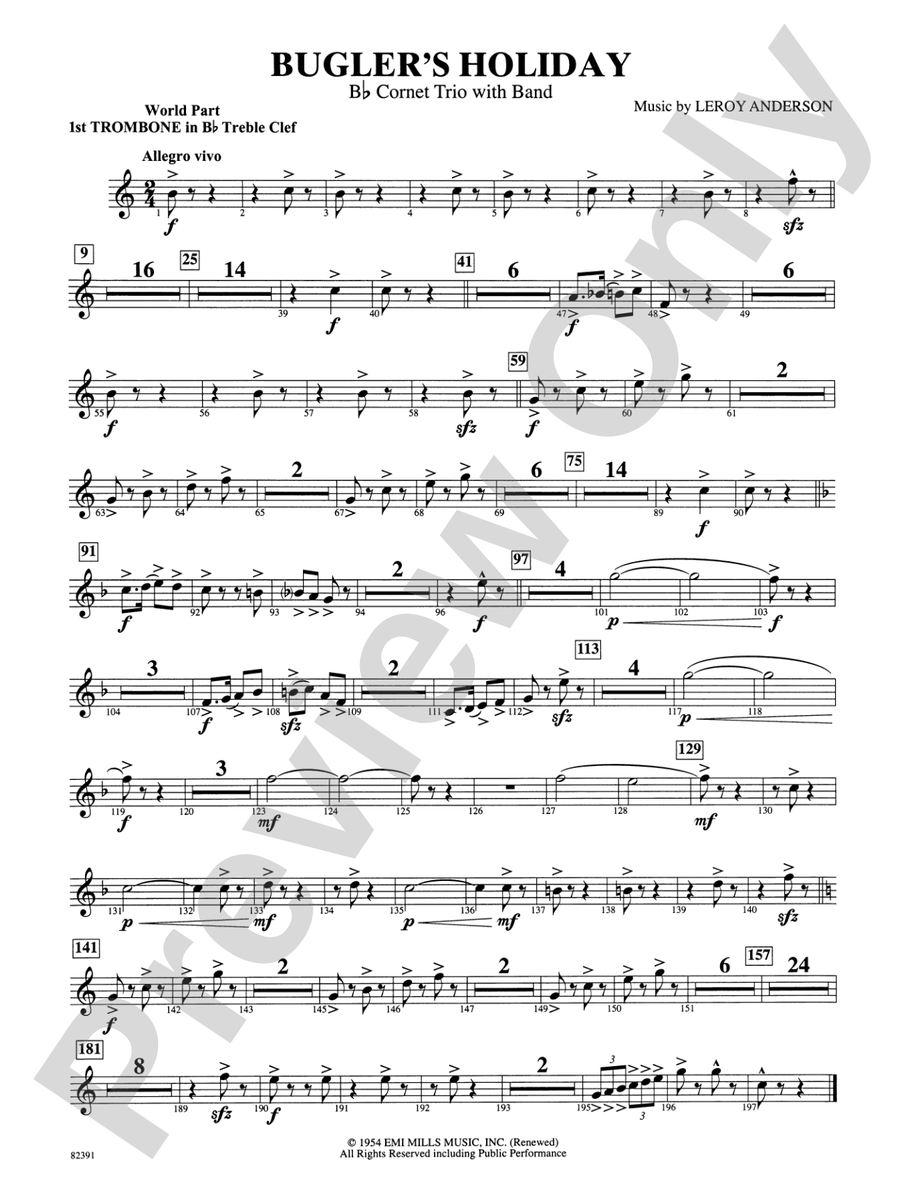 Bugler's Holiday (with Cornet Trio): WP 1st B-flat Trombone T.C.
