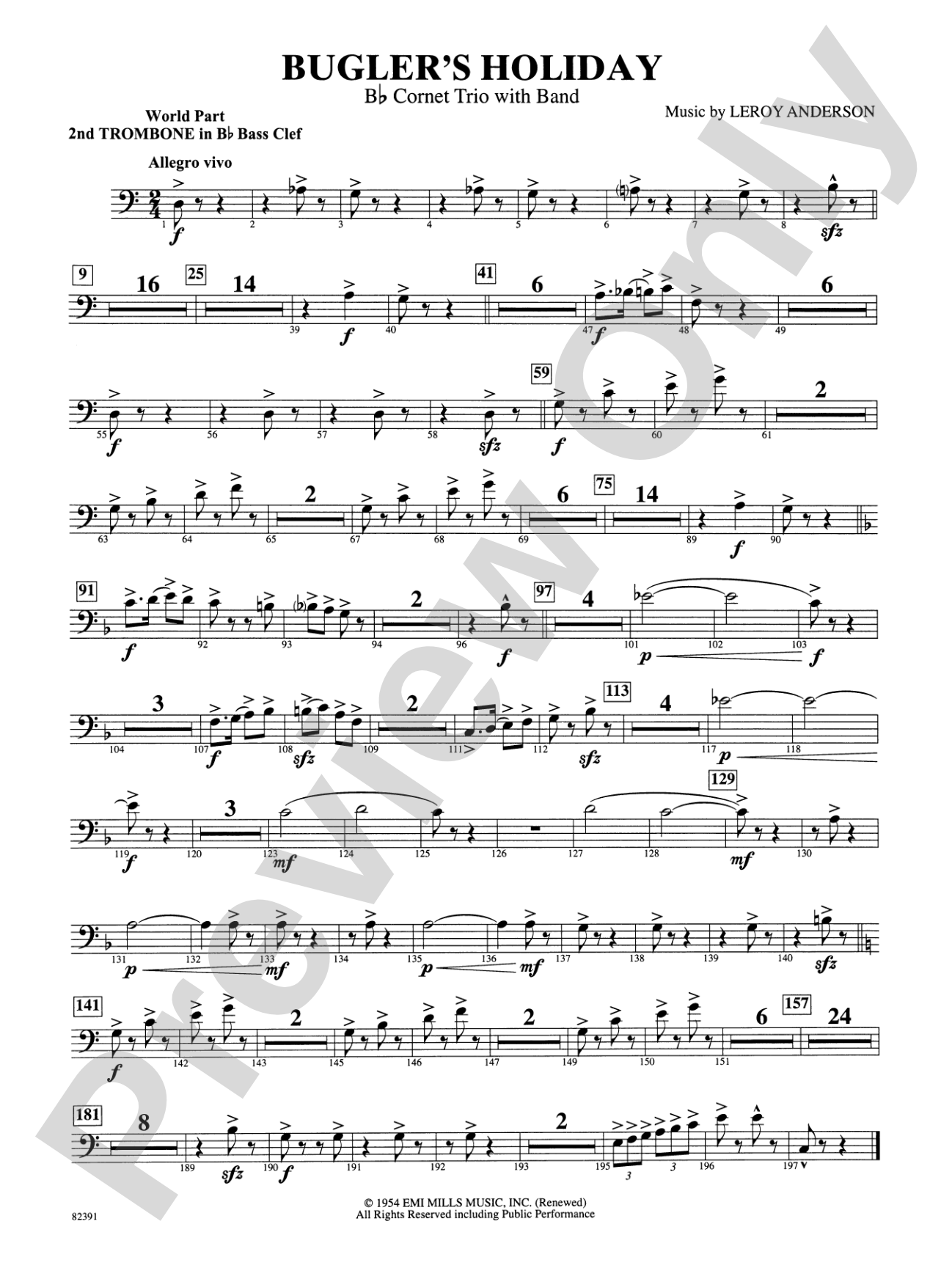 Bugler's Holiday (with Cornet Trio): WP 2nd B-flat Trombone B.C.