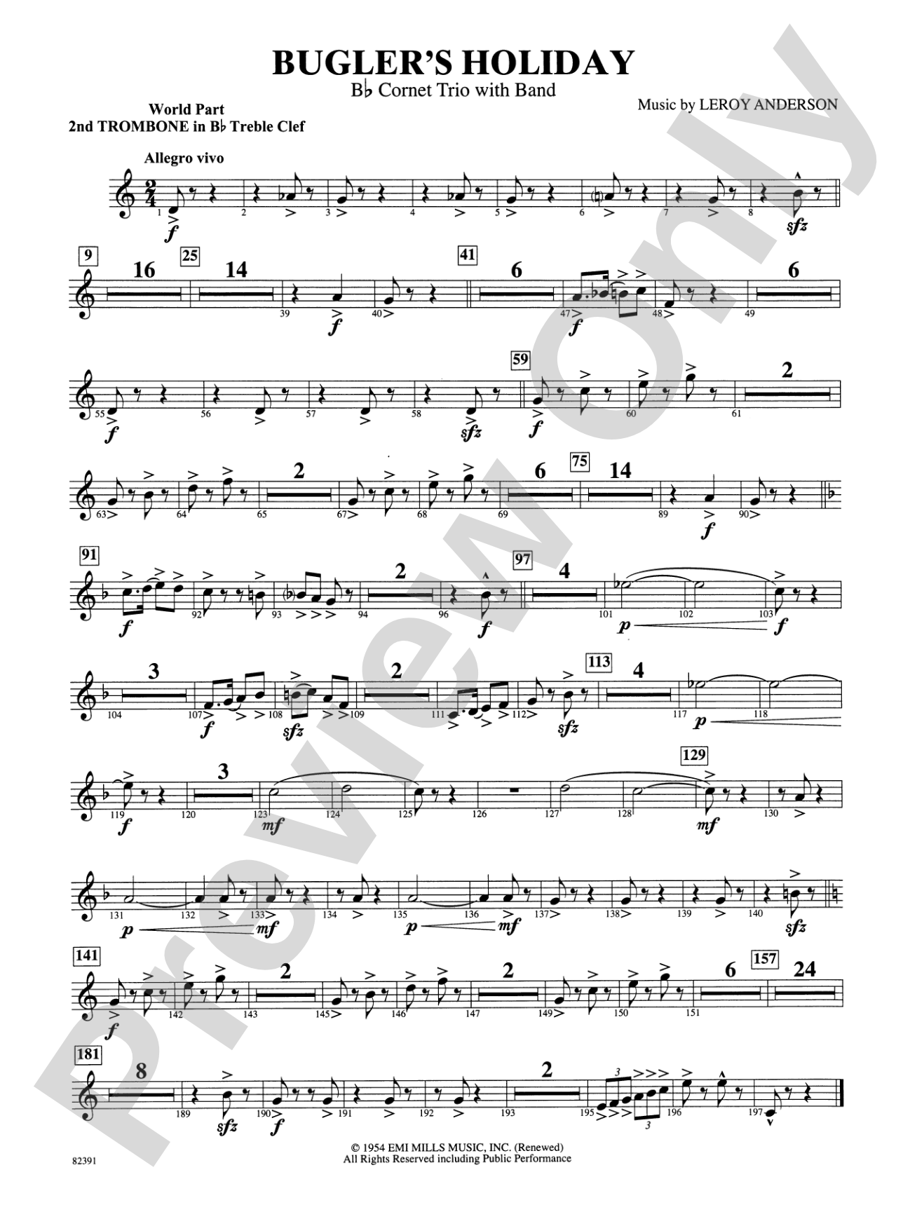 Bugler's Holiday (with Cornet Trio): WP 2nd B-flat Trombone T.C.
