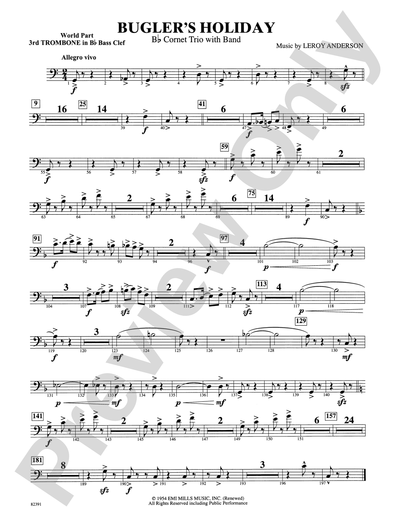 Bugler's Holiday (with Cornet Trio): WP 3rd B-flat Trombone B.C.