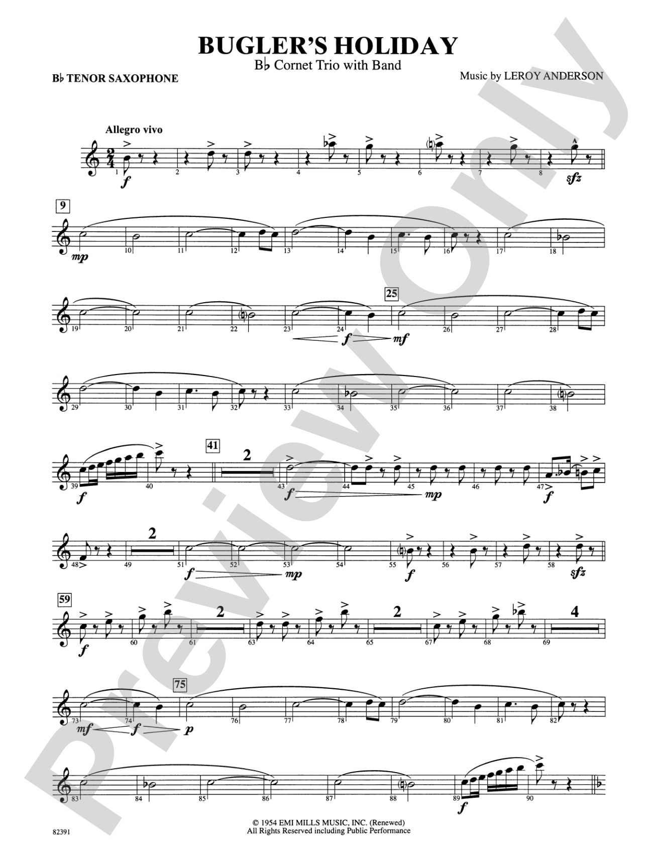 Bugler's Holiday (with Cornet Trio): B-flat Tenor Saxophone