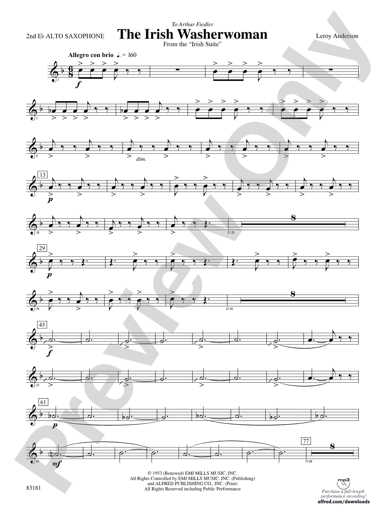 The Irish Washerwoman (from the Irish Suite): 2nd E-flat Alto Saxophone