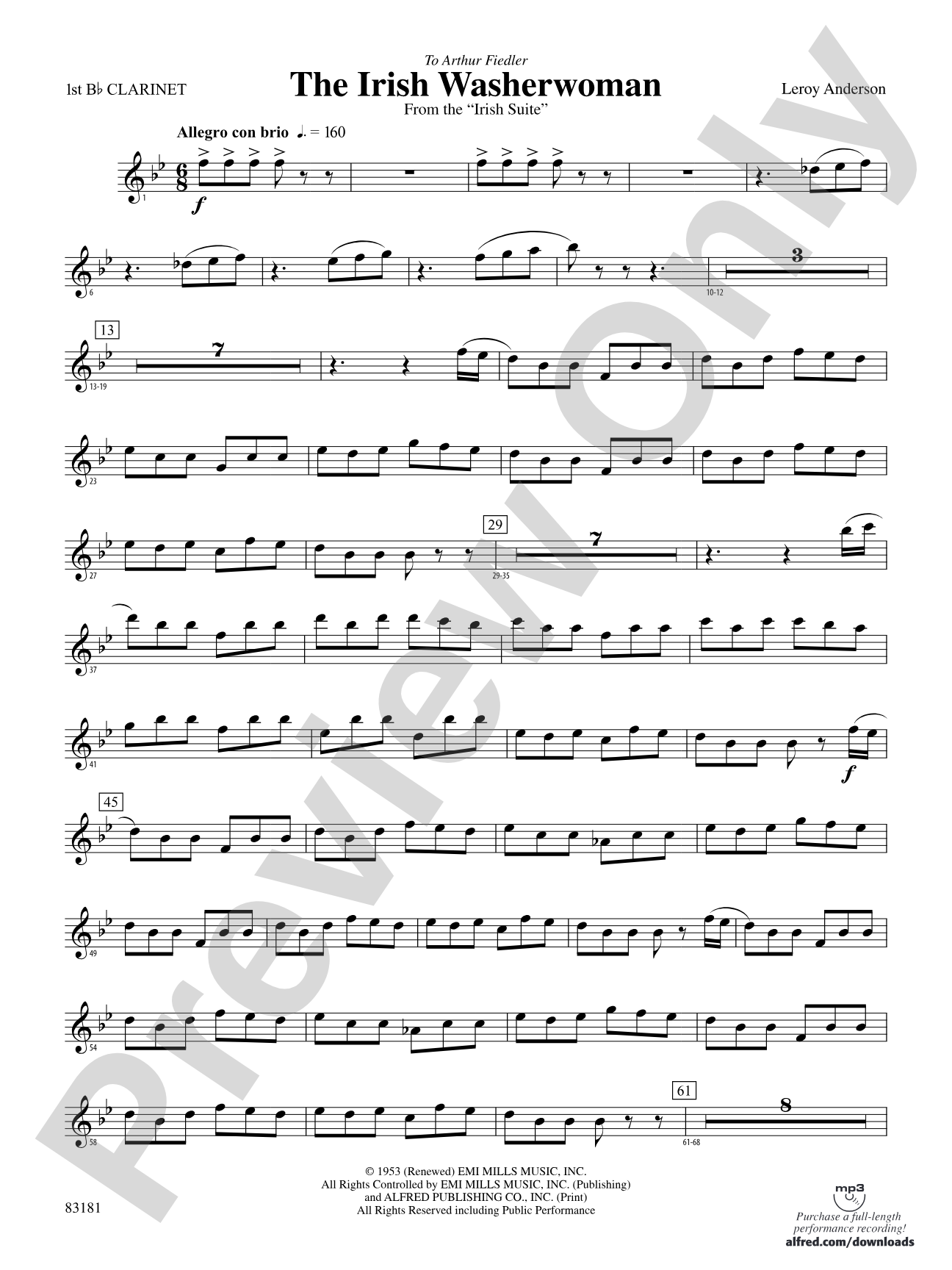 The Irish Washerwoman (from the Irish Suite): 1st B-flat Clarinet