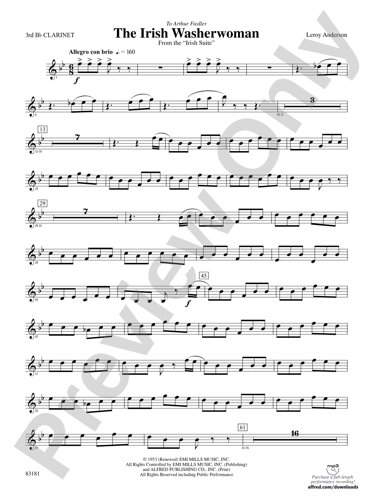 The Irish Washerwoman (from the Irish Suite): 3rd B-flat Clarinet