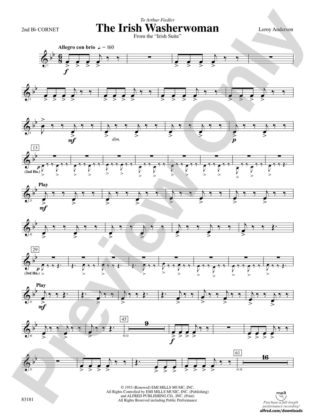 The Irish Washerwoman (from the Irish Suite): 2nd B-flat Cornet