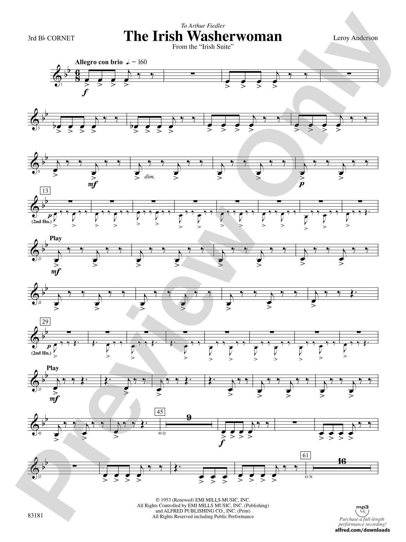 The Irish Washerwoman (from the Irish Suite): 3rd B-flat Cornet