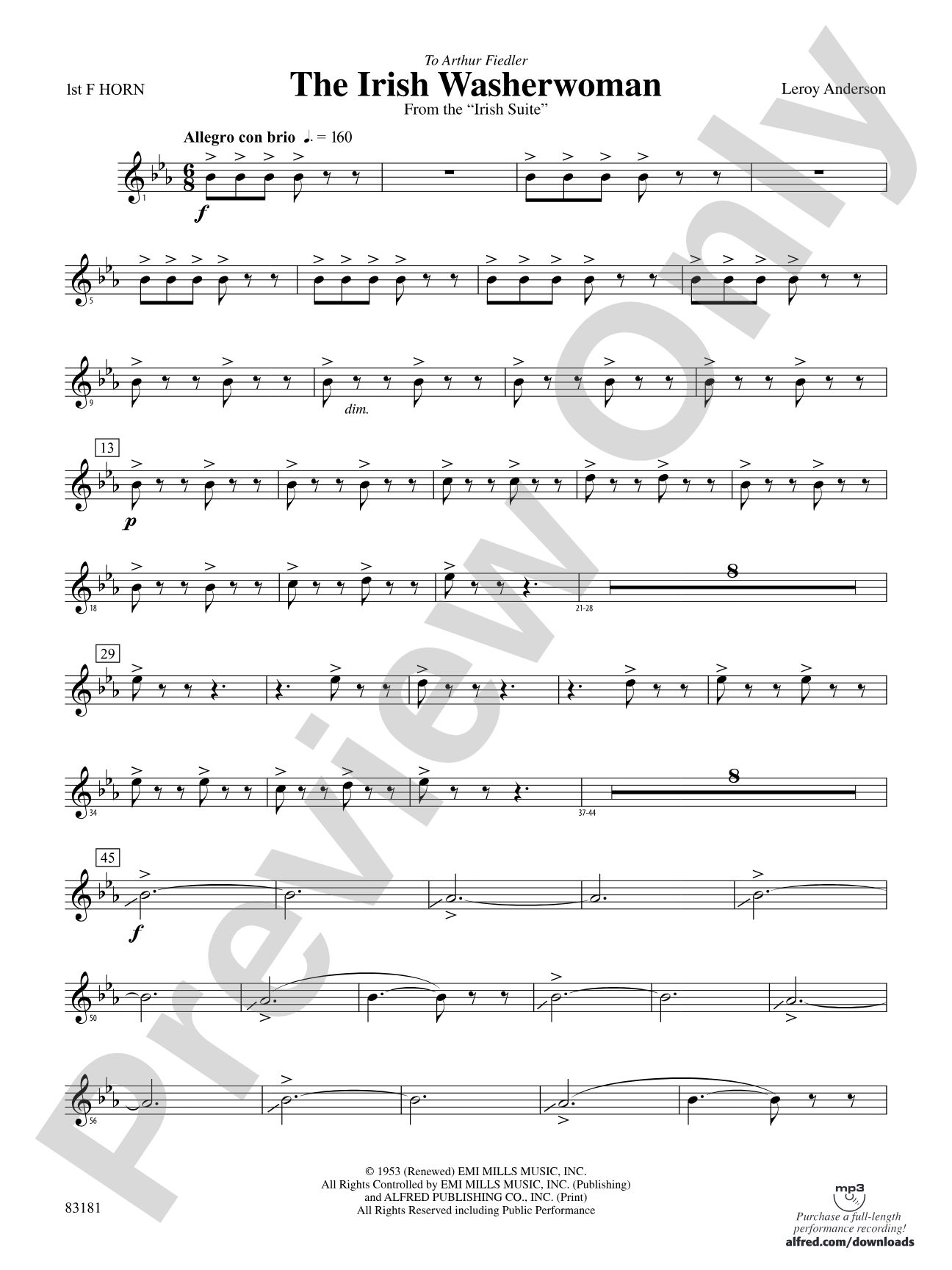 The Irish Washerwoman (from the Irish Suite): 1st F Horn