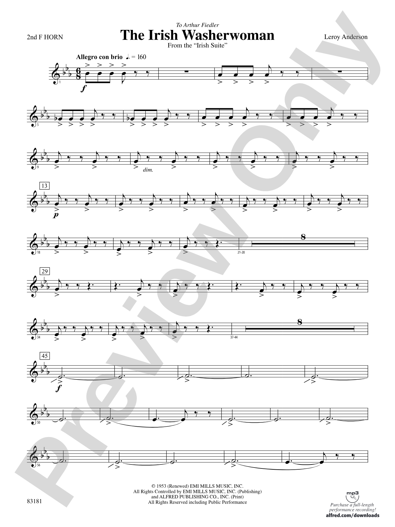 The Irish Washerwoman (from the Irish Suite): 2nd F Horn