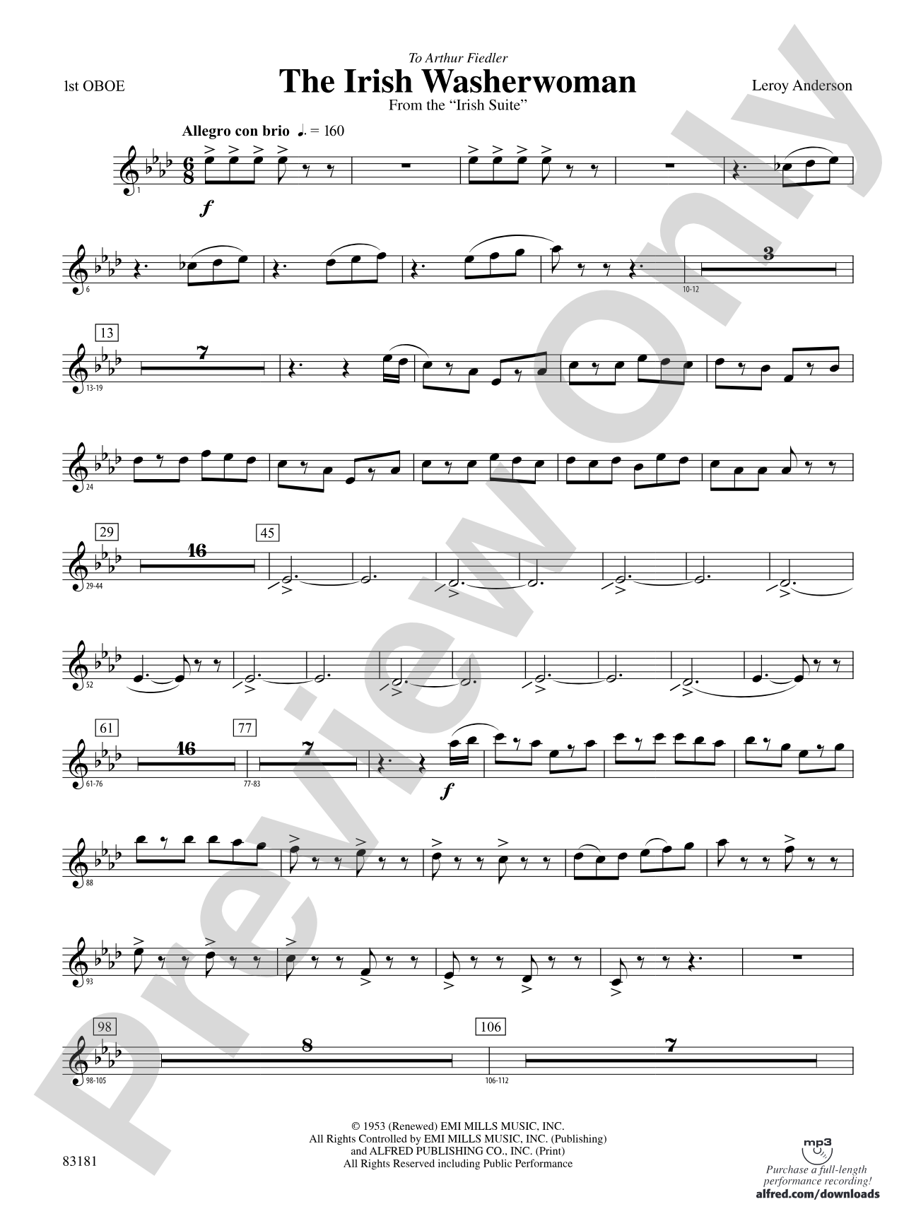 The Irish Washerwoman (from the Irish Suite): Oboe