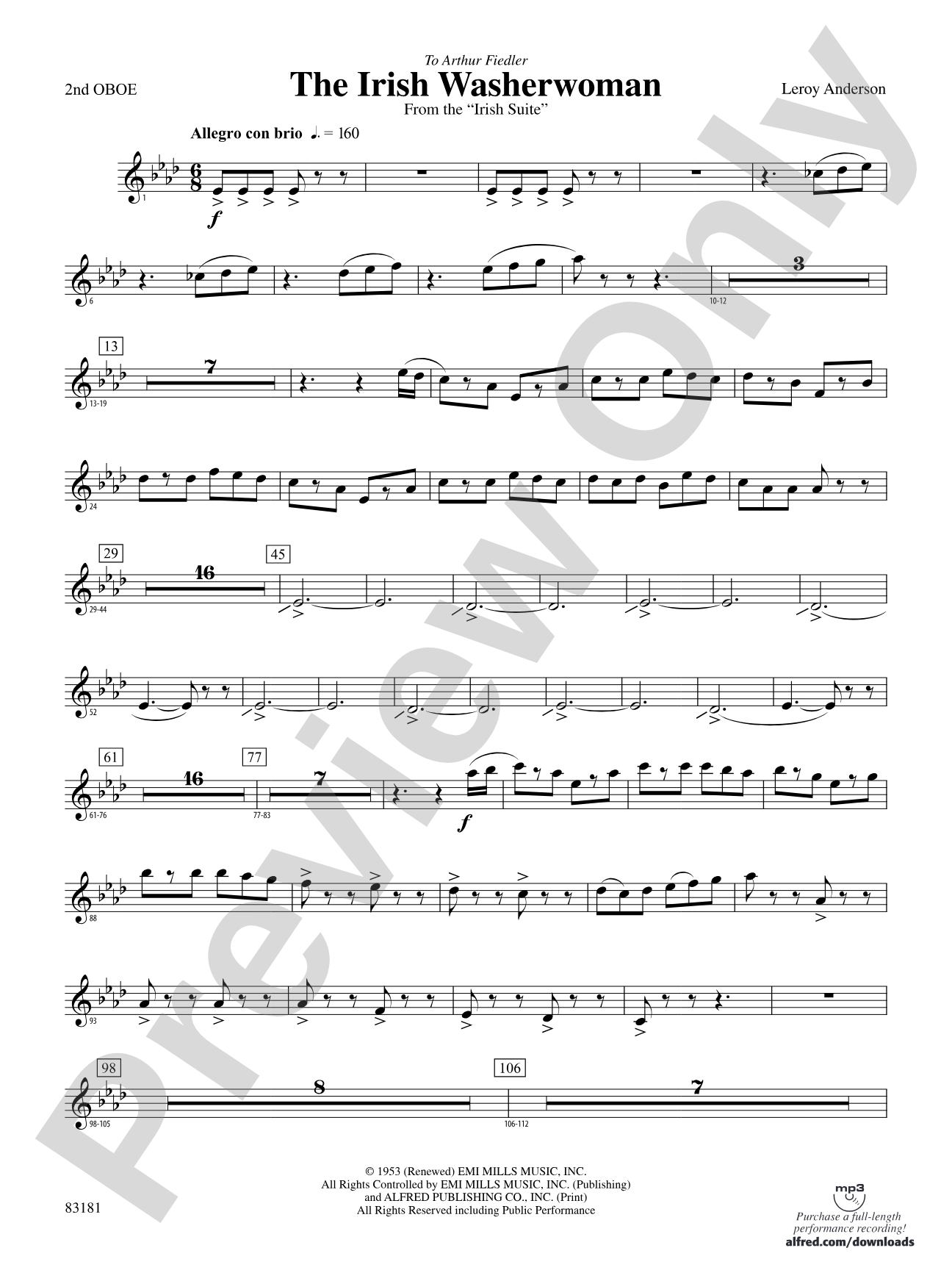 The Irish Washerwoman (from the Irish Suite): 2nd Oboe