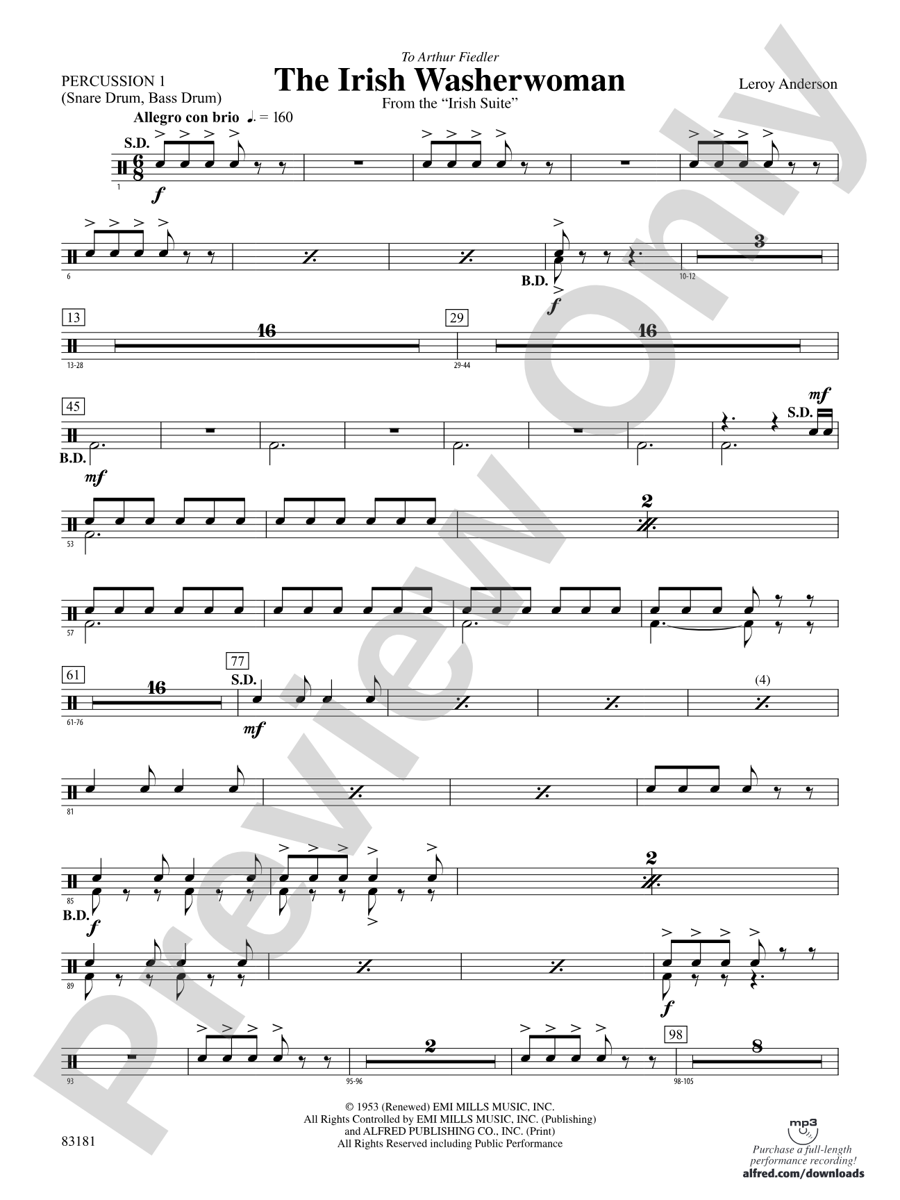 The Irish Washerwoman (from the Irish Suite): 1st Percussion