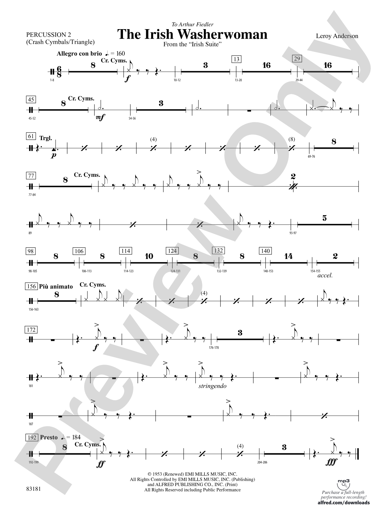 The Irish Washerwoman (from the Irish Suite): 2nd Percussion