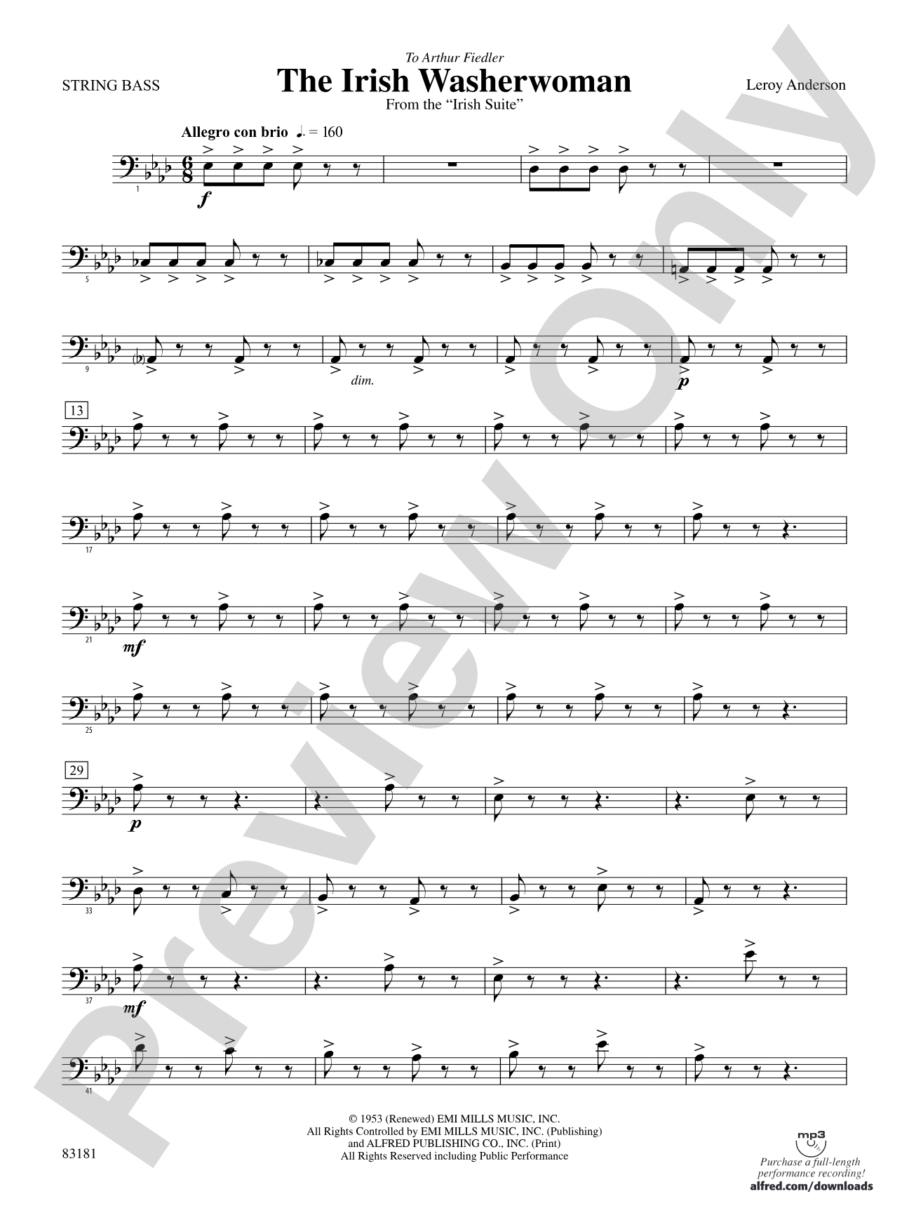 The Irish Washerwoman (from the Irish Suite): String Bass