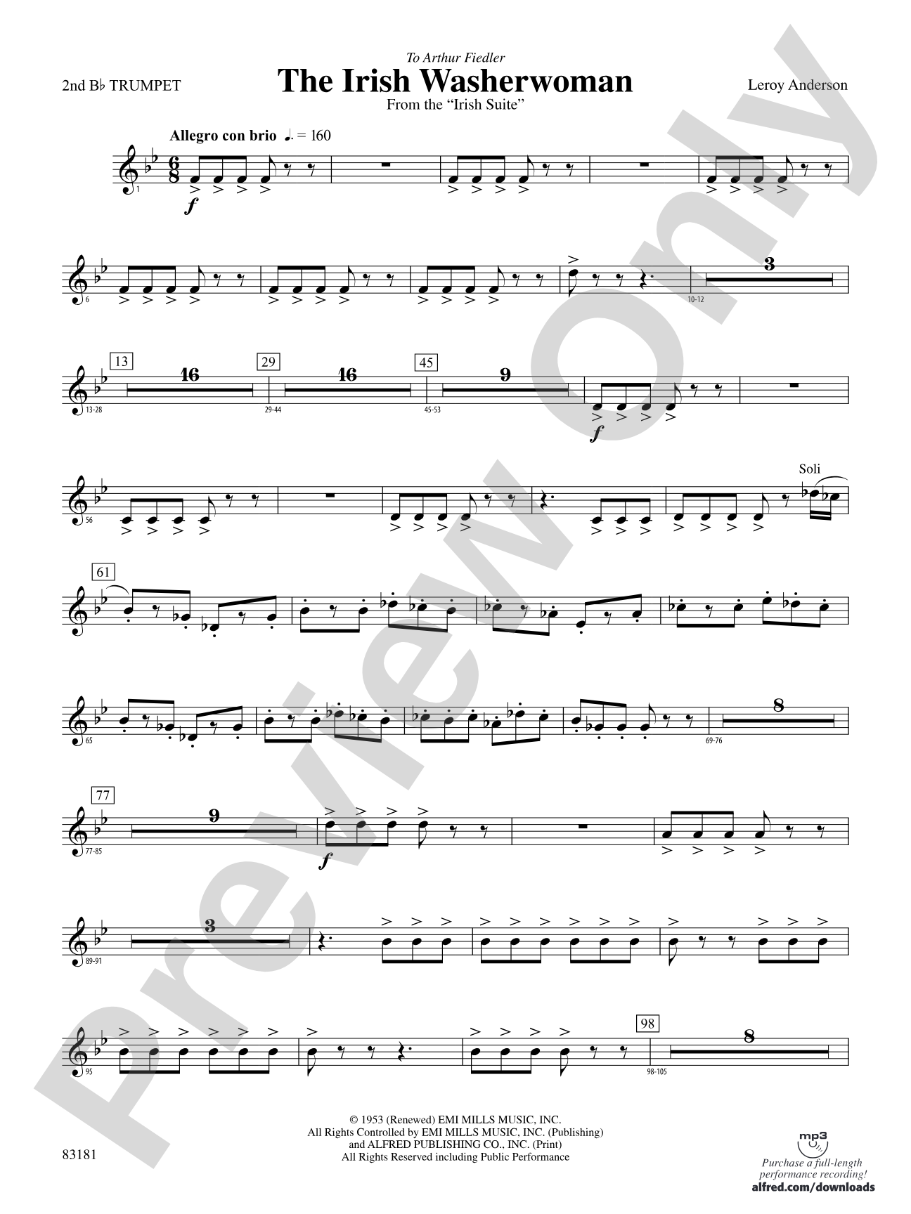 The Irish Washerwoman (from the Irish Suite): 2nd B-flat Trumpet