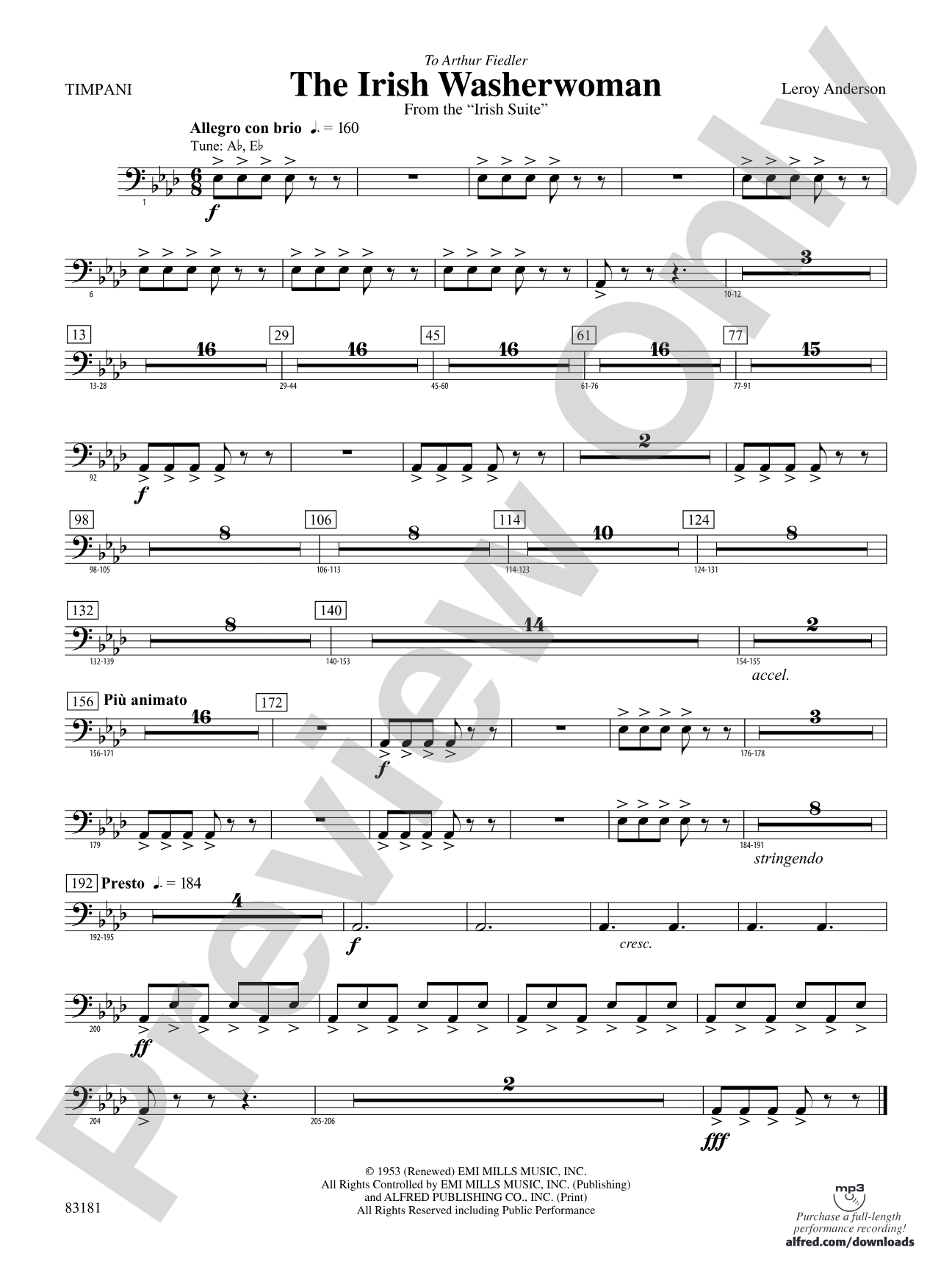 The Irish Washerwoman (from the Irish Suite): Timpani