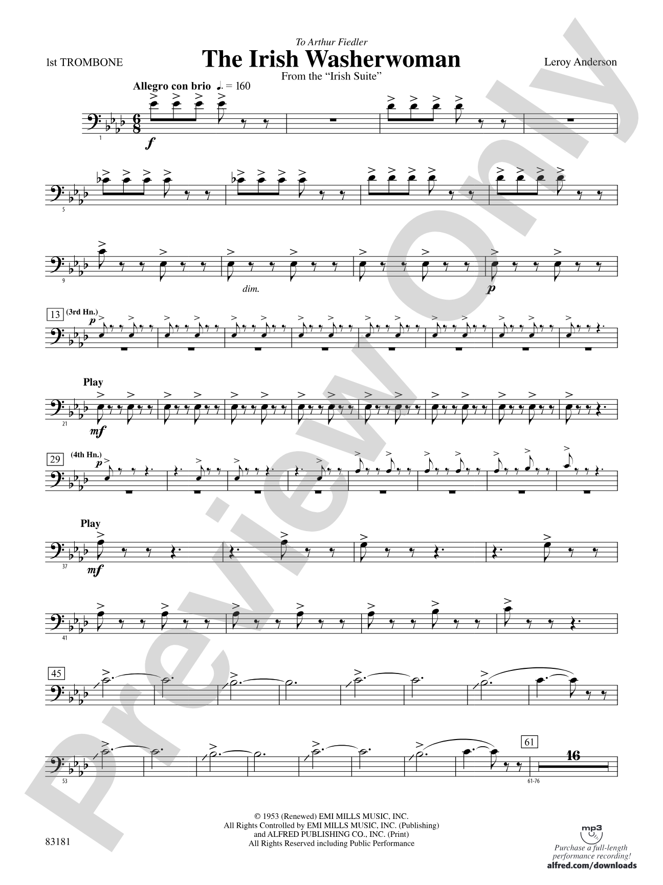 The Irish Washerwoman (from the Irish Suite): 1st Trombone