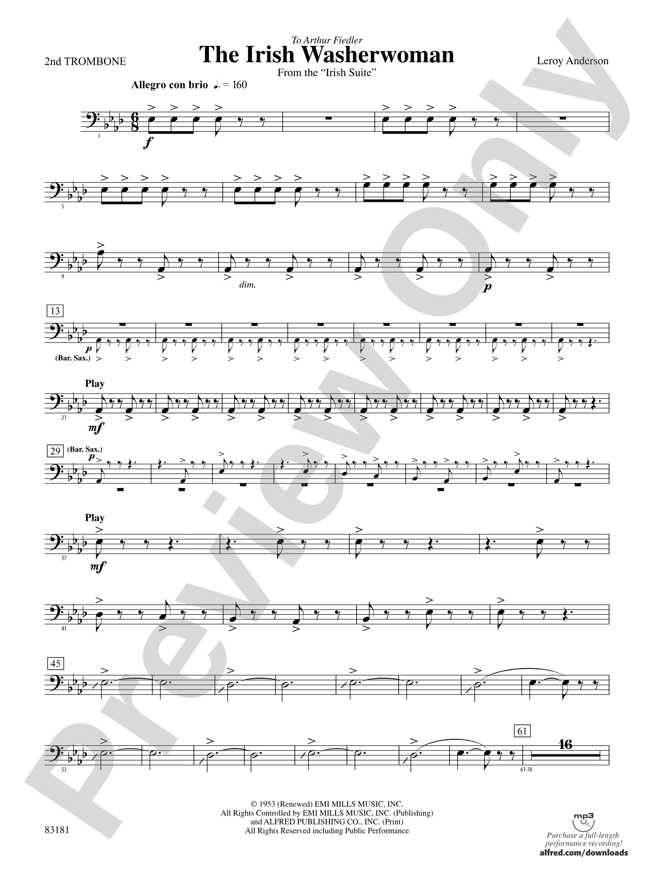 The Irish Washerwoman (from the Irish Suite): 2nd Trombone