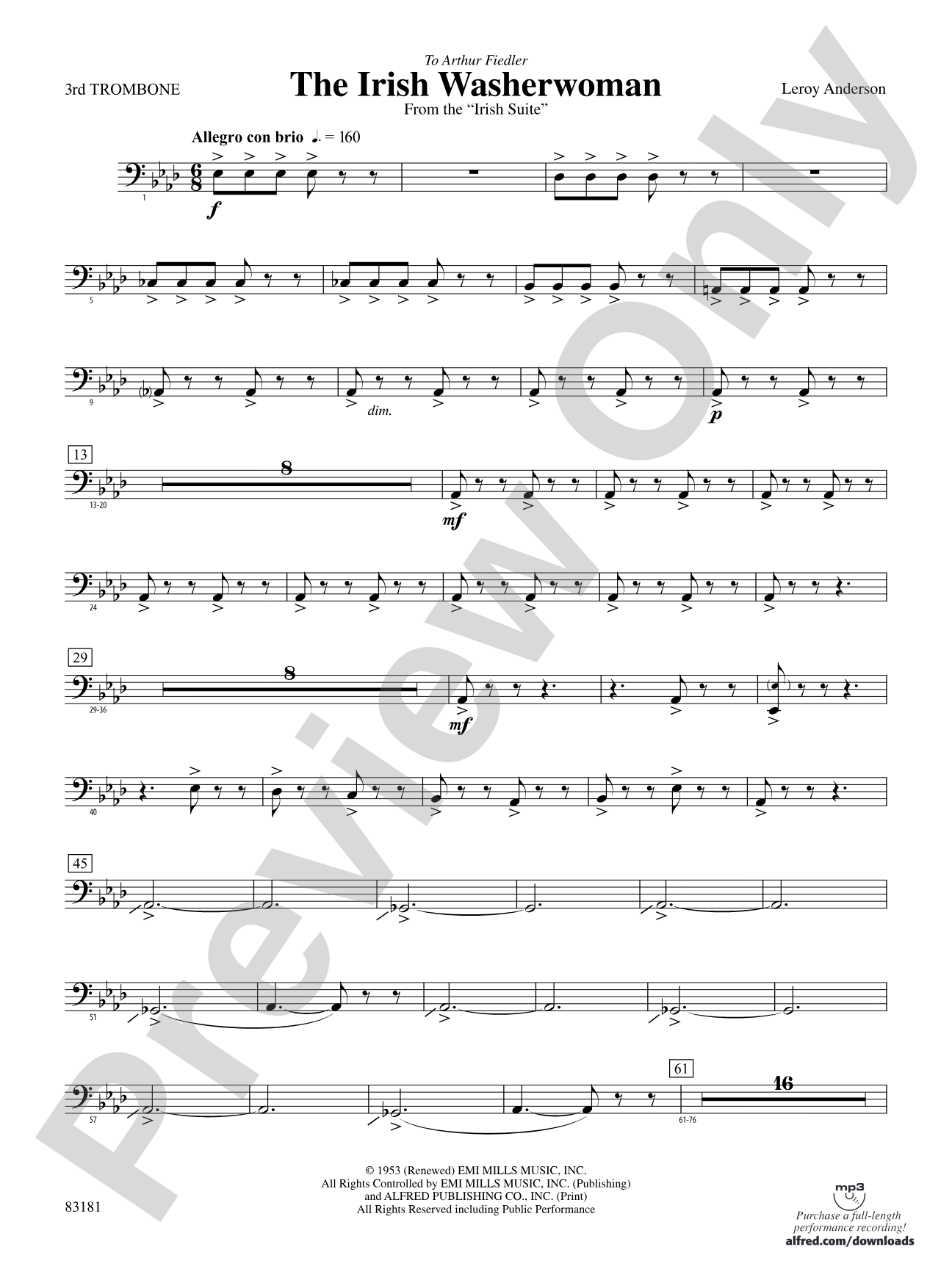 The Irish Washerwoman (from the Irish Suite): 3rd Trombone