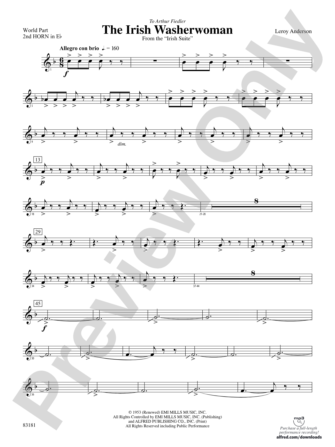 The Irish Washerwoman (from the Irish Suite): (wp) 2nd Horn in E-flat