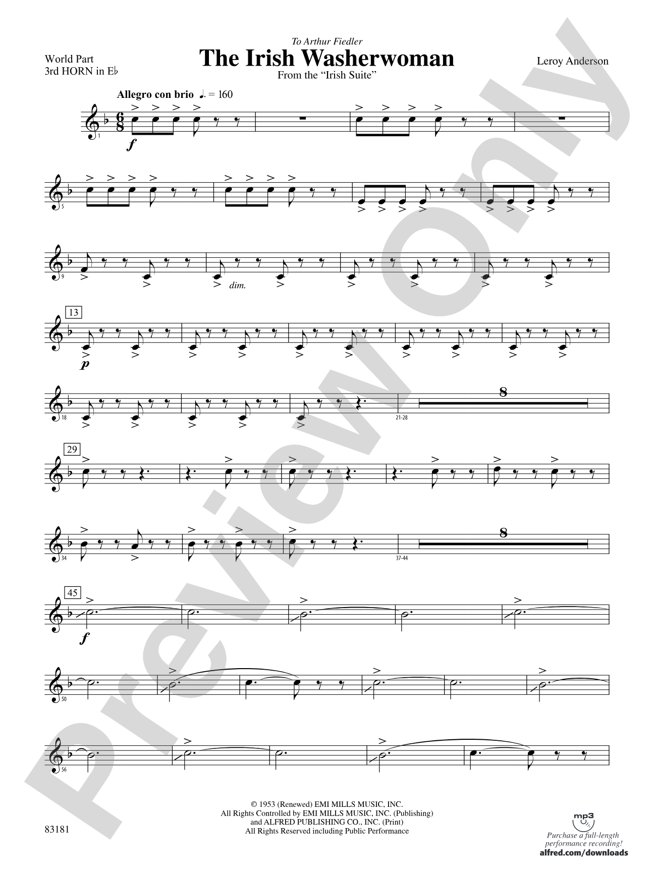 The Irish Washerwoman (from the Irish Suite): (wp) 3rd Horn in E-flat