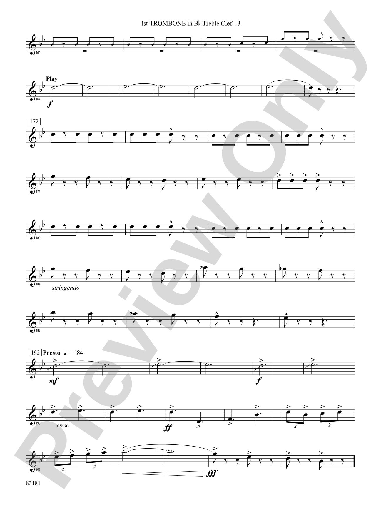 The Irish Washerwoman (from the Irish Suite): (wp) 1st B-flat Trombone T.C.