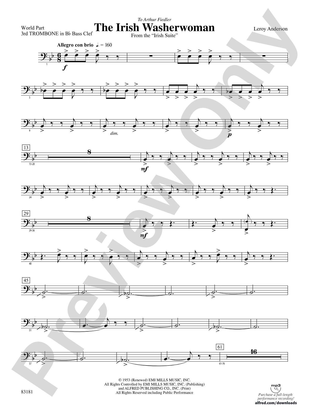 The Irish Washerwoman (from the Irish Suite): (wp) 3rd B-flat Trombone B.C.