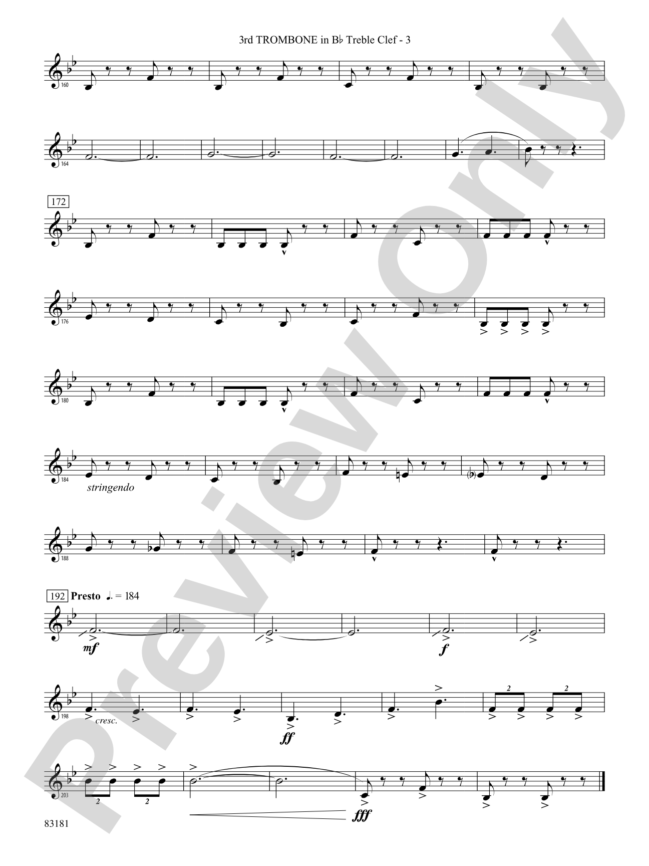 The Irish Washerwoman (from the Irish Suite): (wp) 3rd B-flat Trombone T.C.