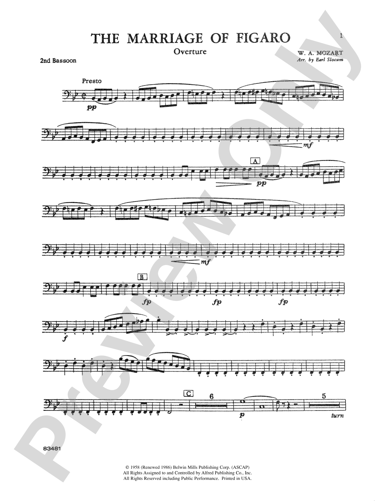 The Marriage of Figaro Overture: 2nd Bassoon