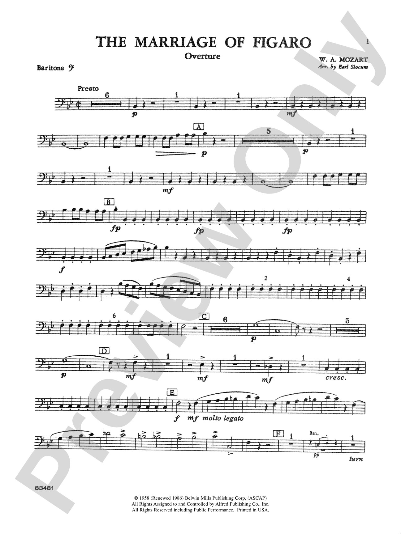 The Marriage of Figaro Overture: Baritone B.C.