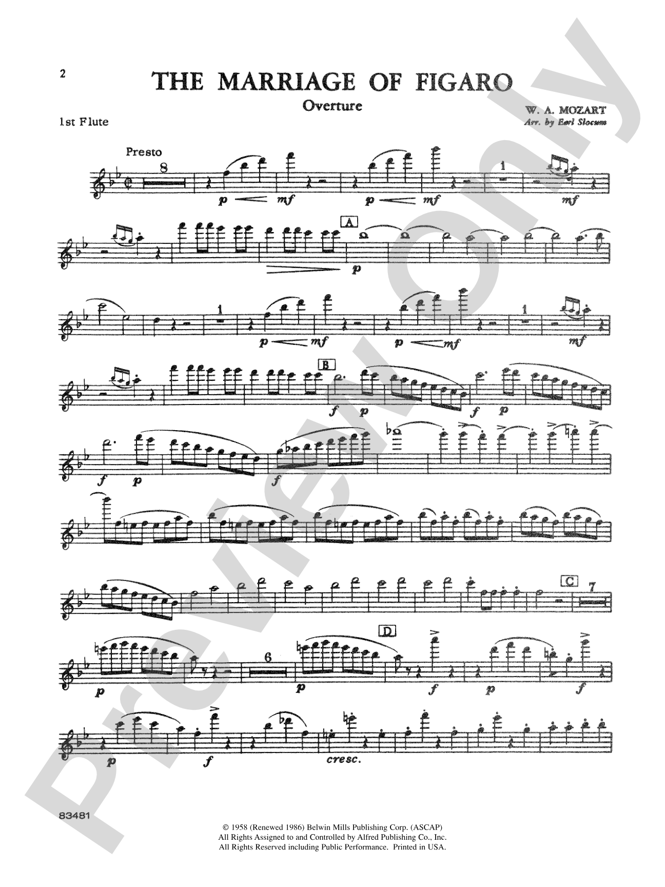The Marriage of Figaro Overture: Flute