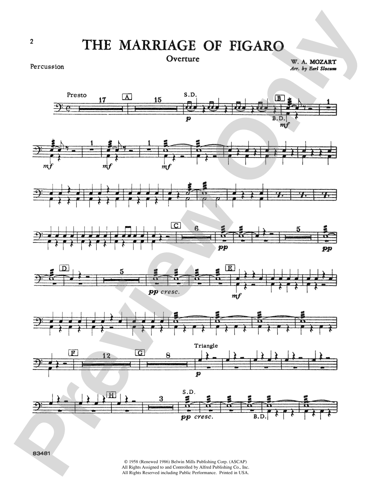 The Marriage of Figaro Overture: 1st Percussion